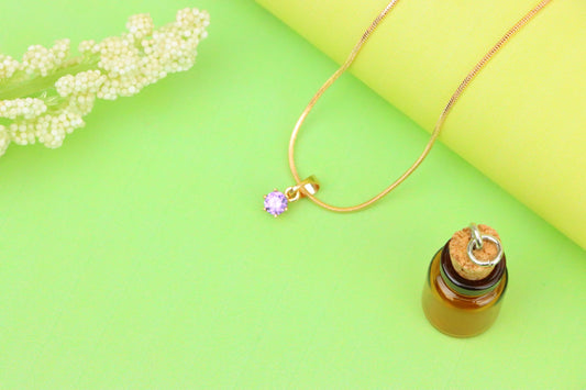 Tiny Round Purple Pendant in Gold Finish for Elegant Everyday Wear, XPPT1654 (2163-2)