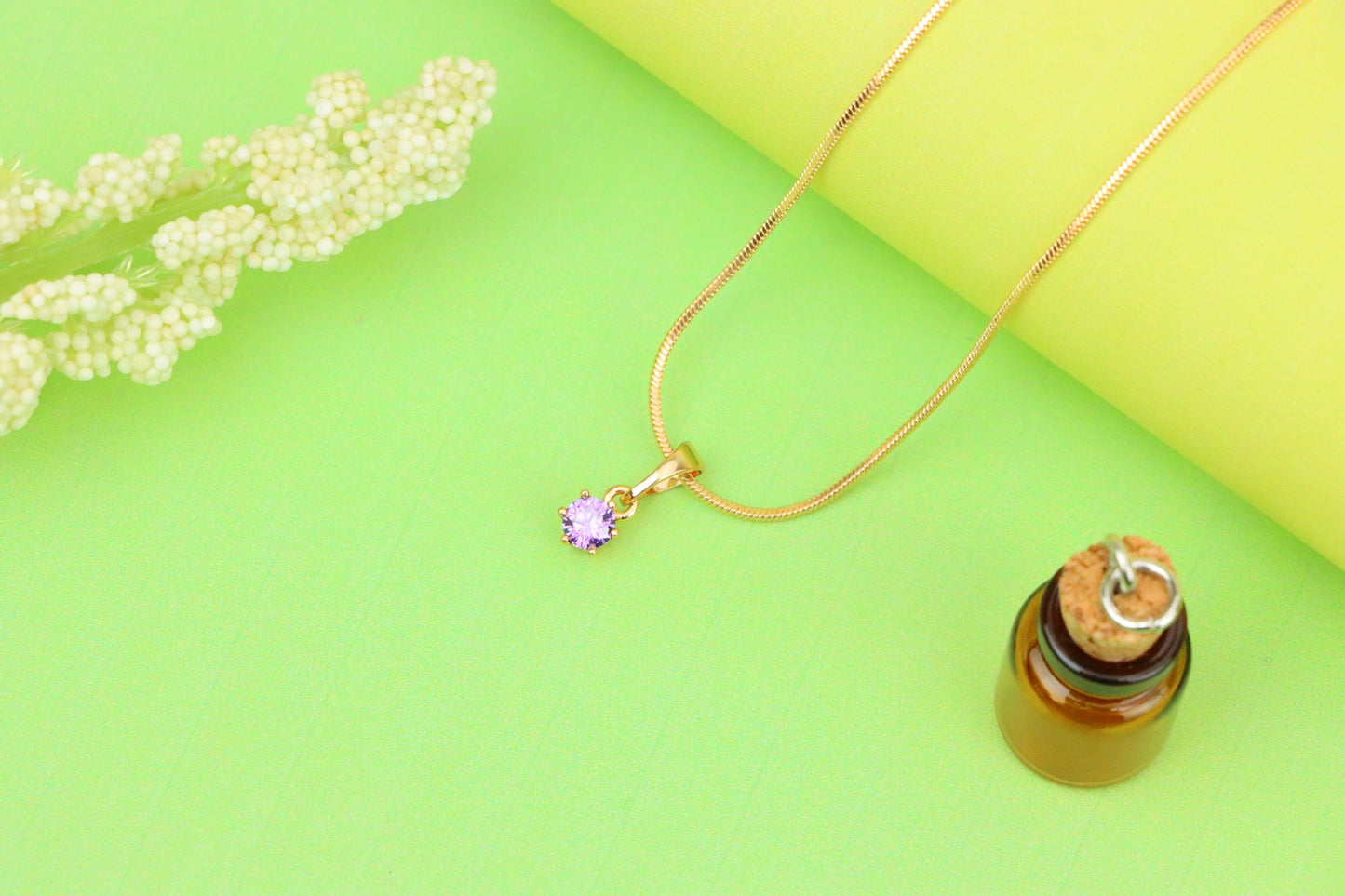 Tiny Round Purple Pendant in Gold Finish for Elegant Everyday Wear, XPPT1654 (2163-2)