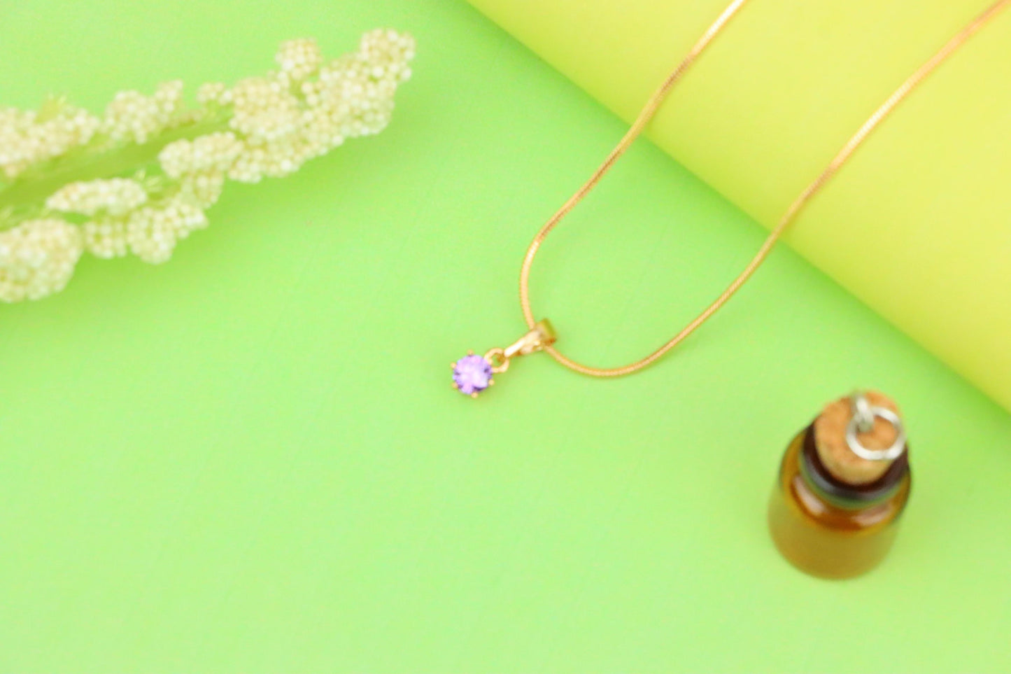 Tiny Round Purple Pendant in Gold Finish for Elegant Everyday Wear, XPPT1654 (2163-2)