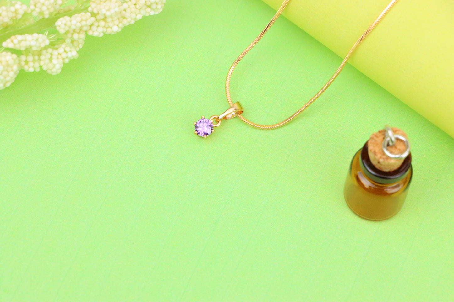Tiny Round Purple Pendant in Gold Finish for Elegant Everyday Wear, XPPT1654 (2163-2)