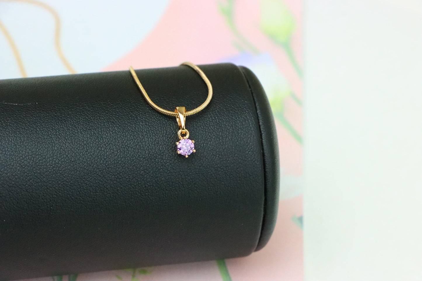 Tiny Round Purple Pendant in Gold Finish for Elegant Everyday Wear, XPPT1654 (2163-2)