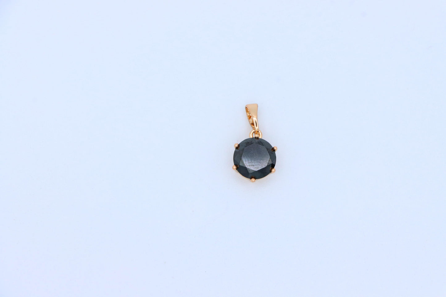 Classic Round Black Pendant in Rose Gold with Glossy Faceted Finish, XPPT1501 (2139-4)