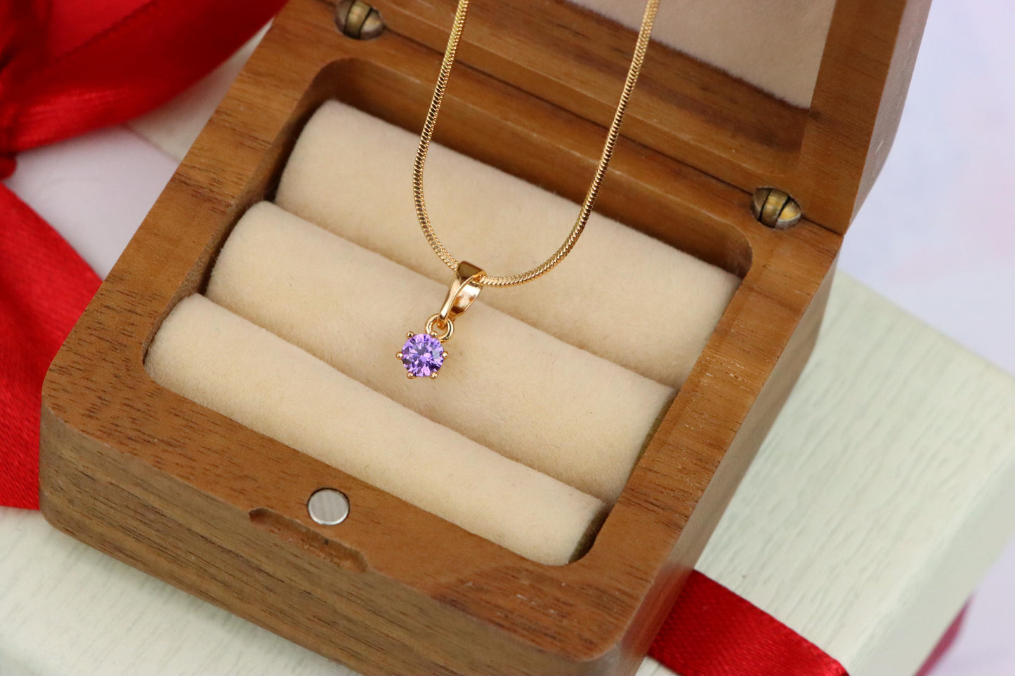 Tiny Round Purple Pendant in Gold Finish for Elegant Everyday Wear, XPPT1654 (2163-2)