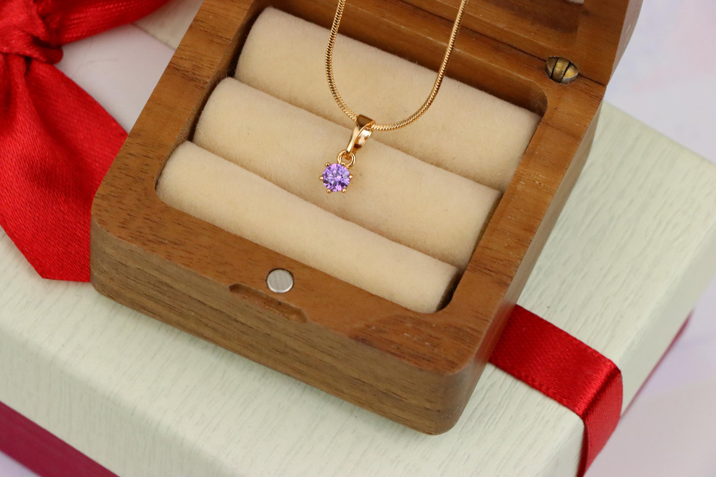 Tiny Round Purple Pendant in Gold Finish for Elegant Everyday Wear, XPPT1654 (2163-2)