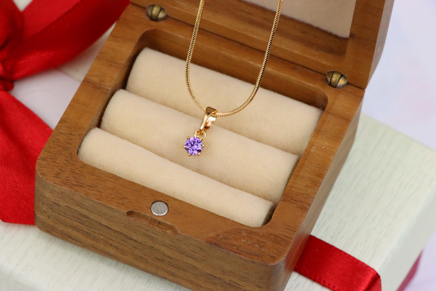 Tiny Round Purple Pendant in Gold Finish for Elegant Everyday Wear, XPPT1654 (2163-2)