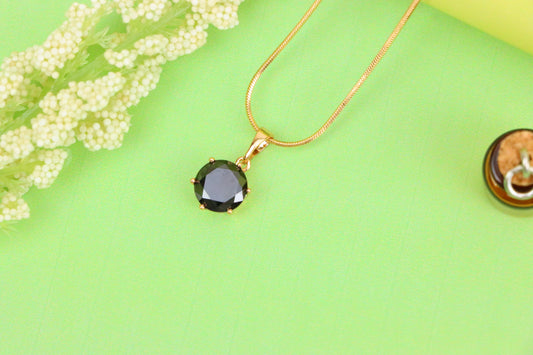 Classic Round Black Pendant in Rose Gold with Glossy Faceted Finish, XPPT1501 (2139-4)