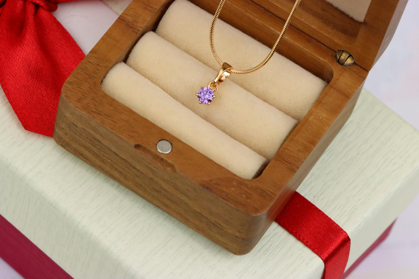 Tiny Round Purple Pendant in Gold Finish for Elegant Everyday Wear, XPPT1654 (2163-2)