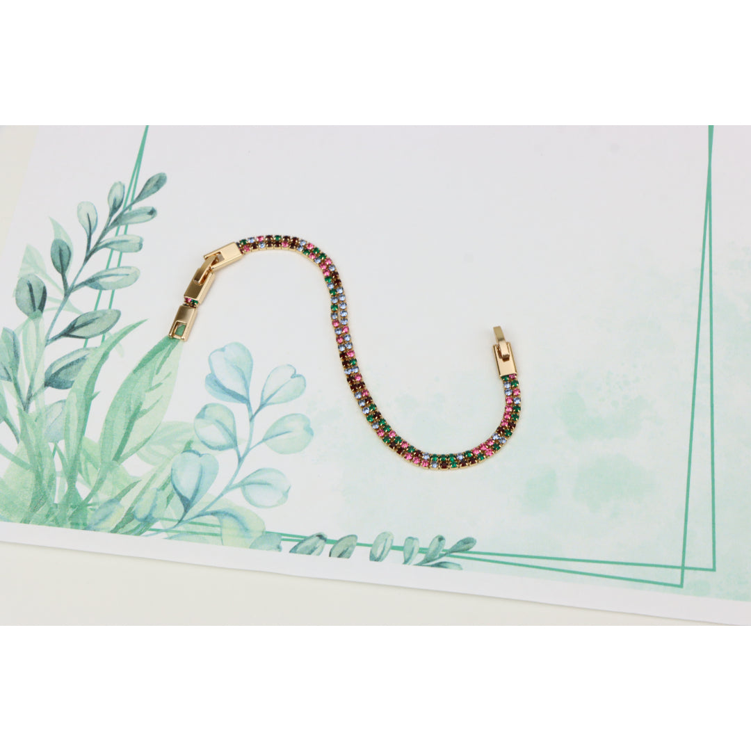 Rainbow Zircon Tennis Bracelet in Rose Gold Finish, XPBL0808 (2081-7)