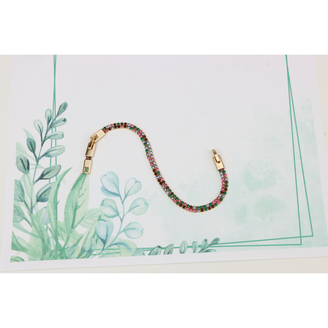Rainbow Zircon Tennis Bracelet in Rose Gold Finish, XPBL0808 (2081-7)