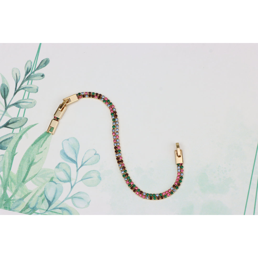 Rainbow Zircon Tennis Bracelet in Rose Gold Finish, XPBL0808 (2081-7)
