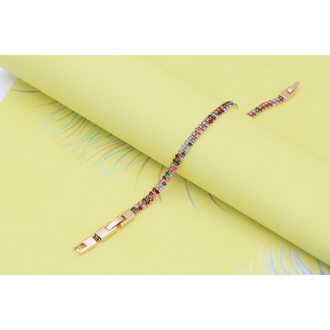 Rainbow Zircon Tennis Bracelet in Rose Gold Finish, XPBL0808 (2081-7)