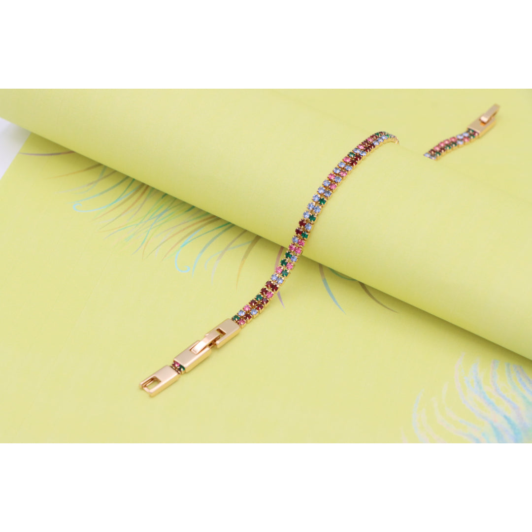 Rainbow Zircon Tennis Bracelet in Rose Gold Finish, XPBL0808 (2081-7)