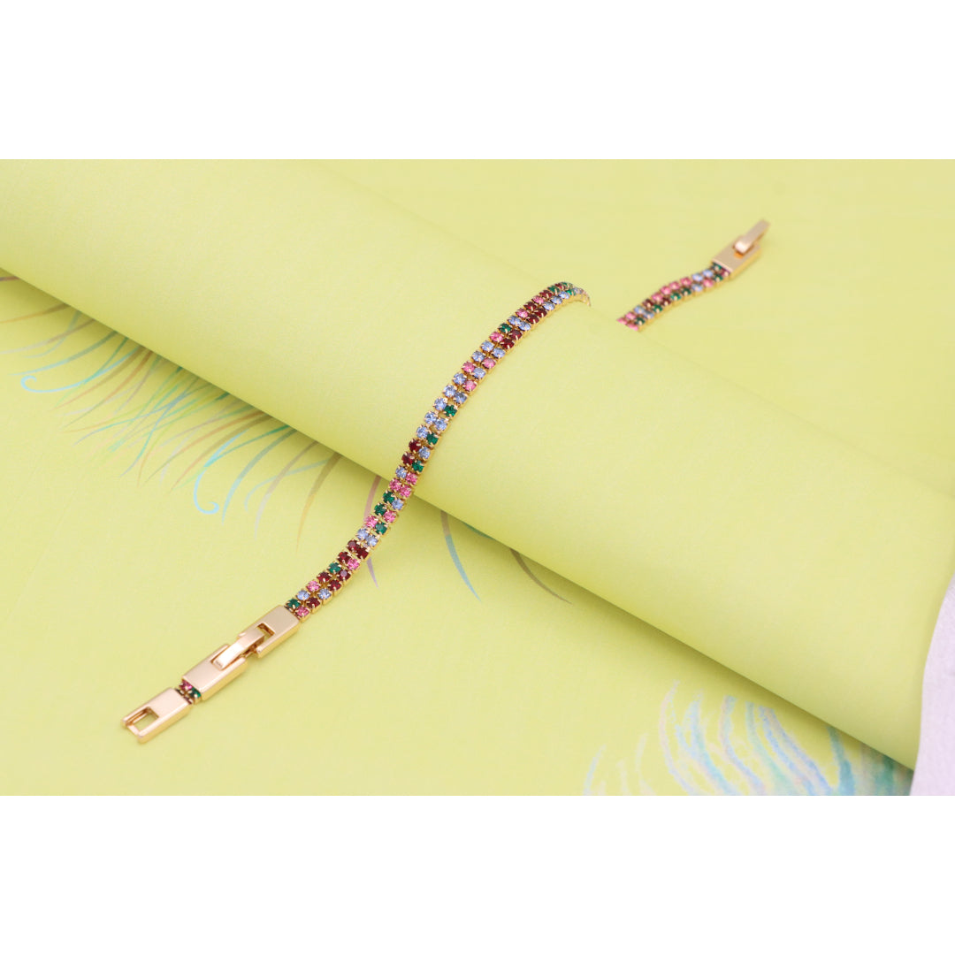 Rainbow Zircon Tennis Bracelet in Rose Gold Finish, XPBL0808 (2081-7)