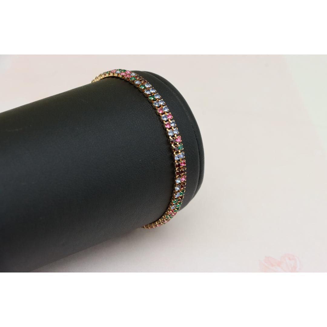 Rainbow Zircon Tennis Bracelet in Rose Gold Finish, XPBL0808 (2081-7)