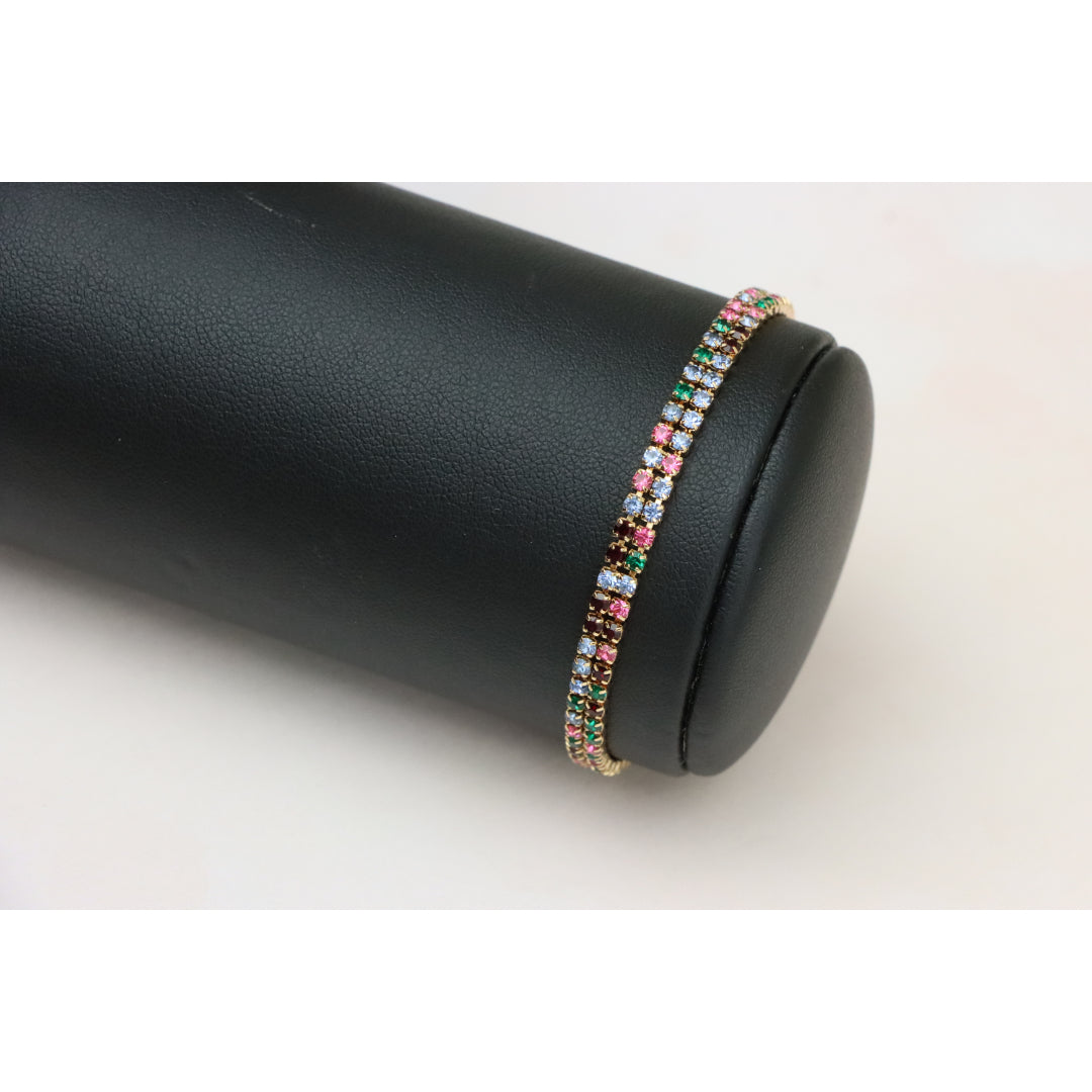 Rainbow Zircon Tennis Bracelet in Rose Gold Finish, XPBL0808 (2081-7)