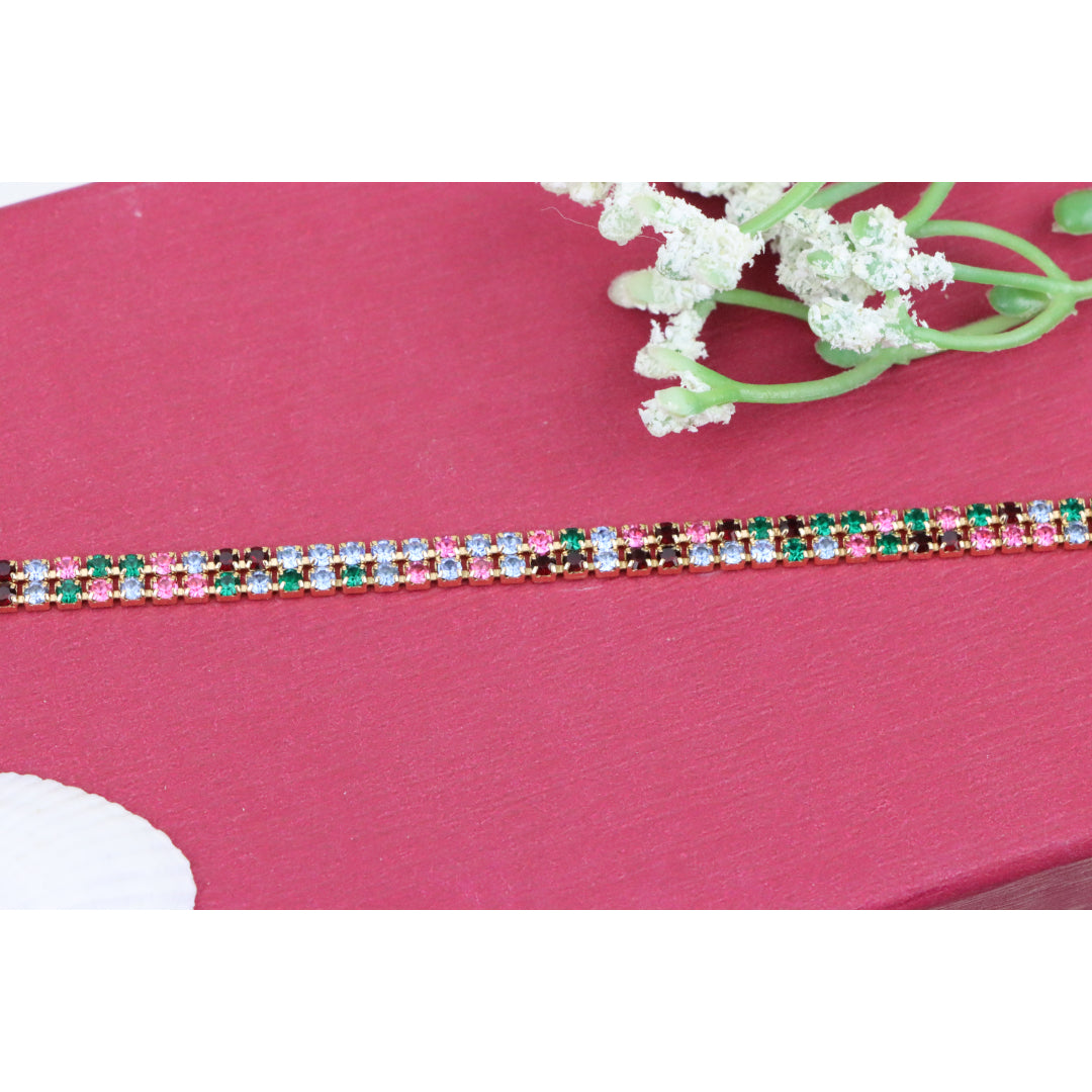 Rainbow Zircon Tennis Bracelet in Rose Gold Finish, XPBL0808 (2081-7)