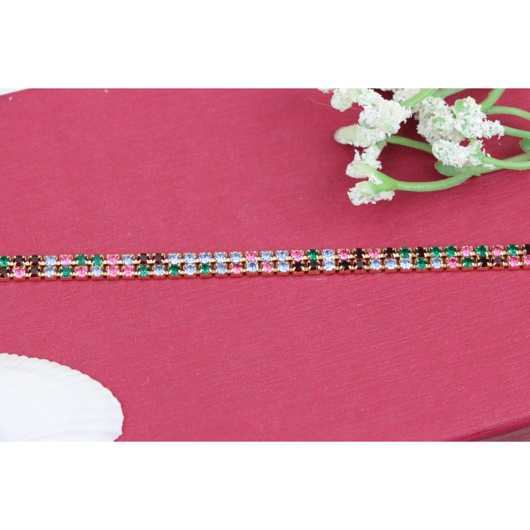 Rainbow Zircon Tennis Bracelet in Rose Gold Finish, XPBL0808 (2081-7)