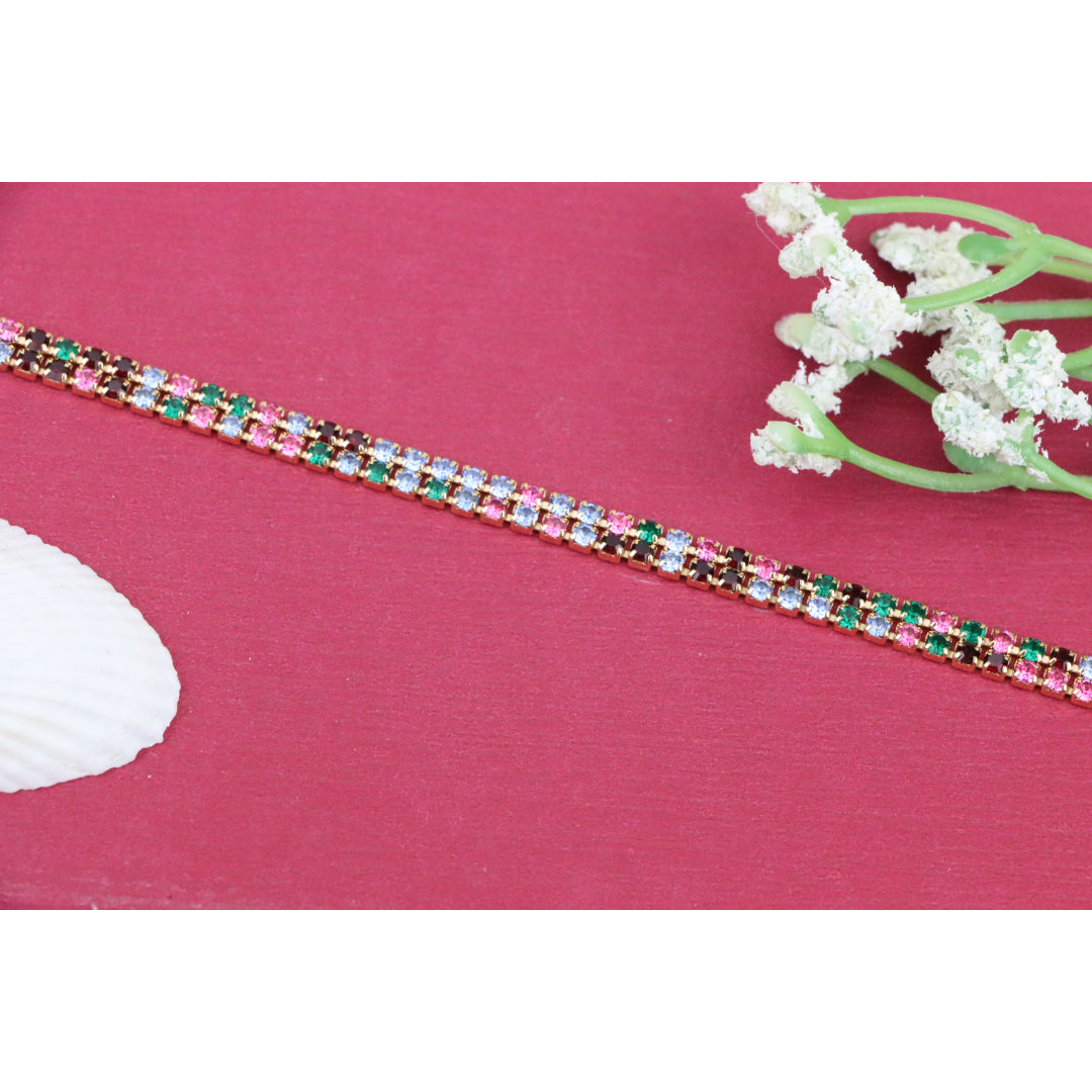 Rainbow Zircon Tennis Bracelet in Rose Gold Finish, XPBL0808 (2081-7)