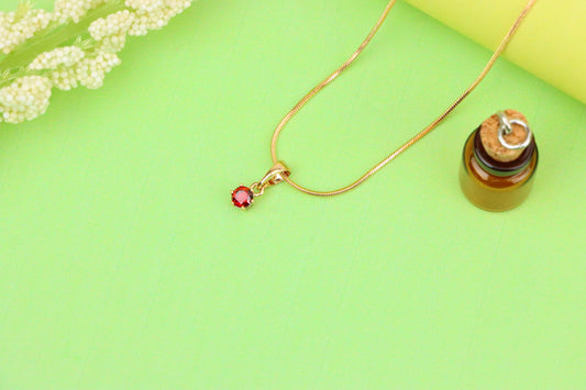 Tiny Round Red Pendant in Gold Finish for Delicate Everyday Look, XPPT1655 (2163-2)