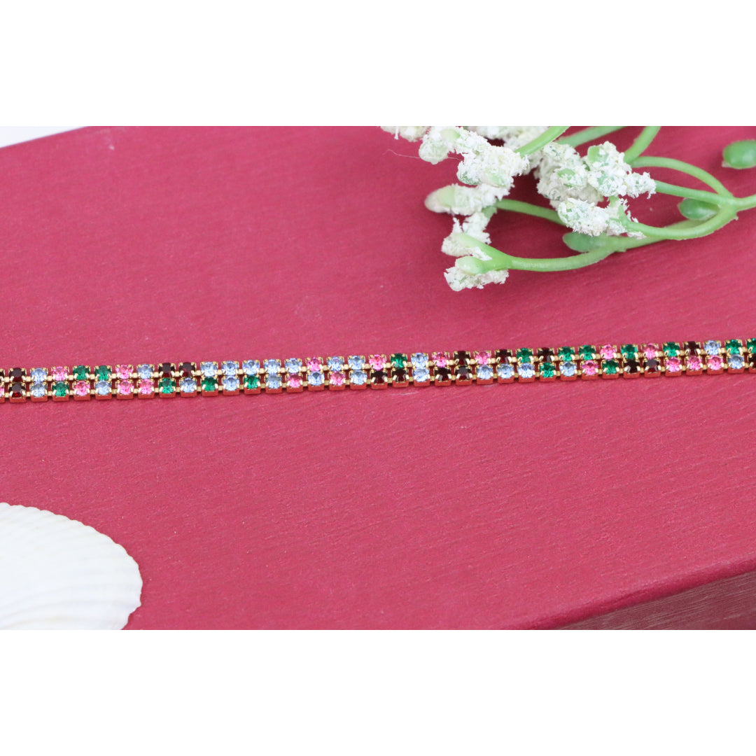 Rainbow Zircon Tennis Bracelet in Rose Gold Finish, XPBL0808 (2081-7)