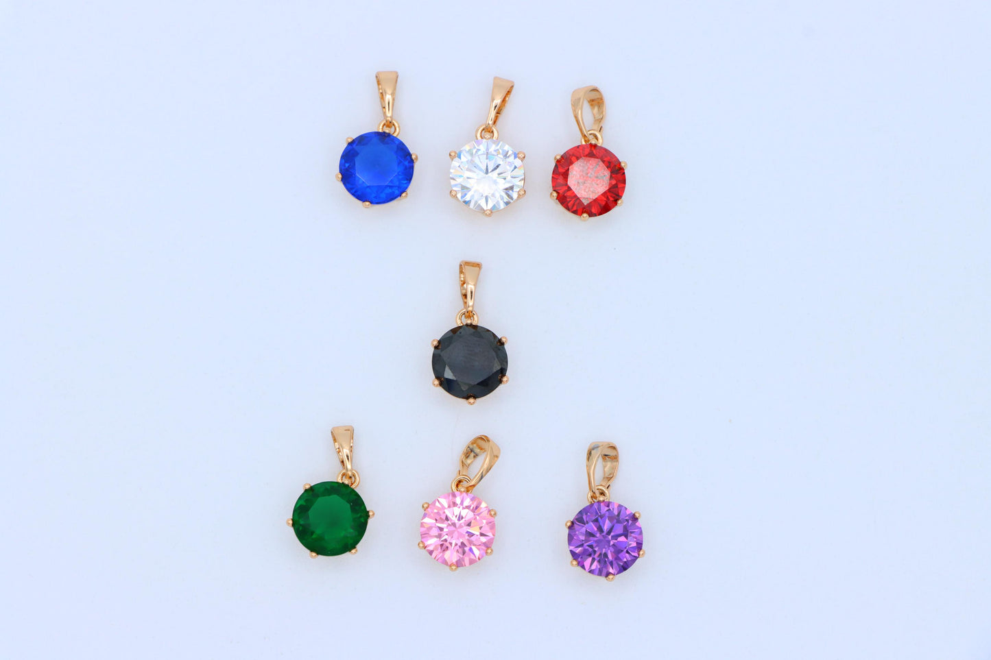 Classic Round Black Pendant in Rose Gold with Glossy Faceted Finish, XPPT1501 (2139-4)