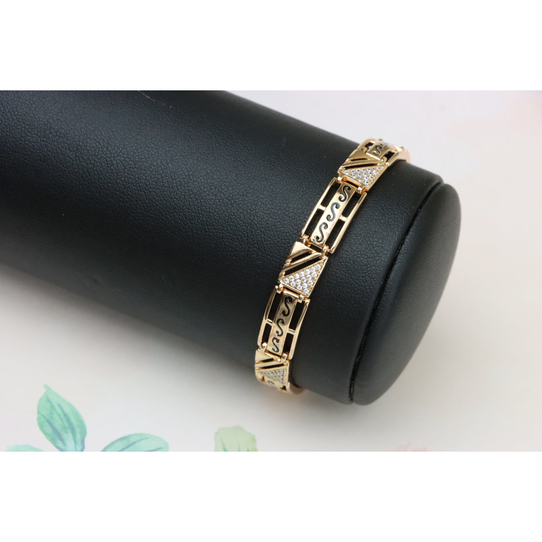 Rose Gold Geometric Link Bracelet with Black and Crystal Accents, XPBL0810 (2081-9)