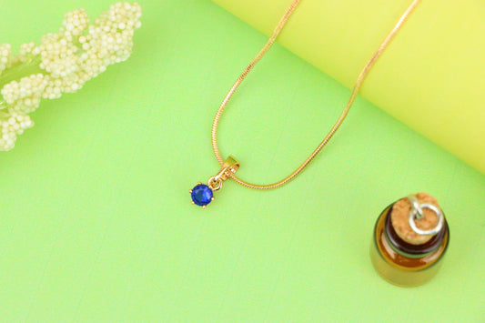 Tiny Round Blue Pendant in Gold Finish for Delicate Everyday Style, XPPT1657 (2163-2)