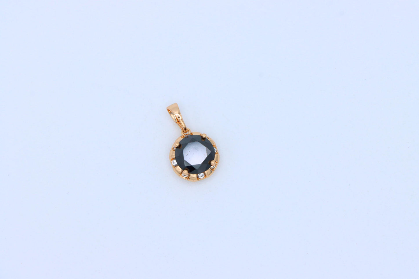 Elegant Black Round Pendant with Gold Plated Finish and Sparkle Accents, XPPT1646 (2163-3)
