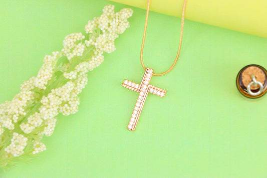 Rose Gold Crescent Moon Pendant with Sparkling Crystal Accents, XPPT1506 (2139-9)