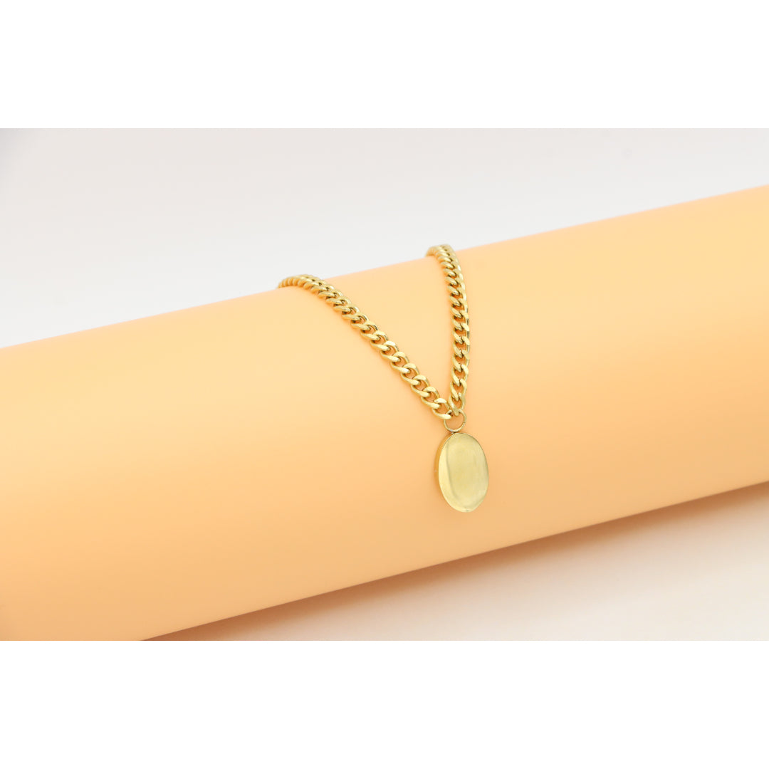 Chic Dual Chain Yellow Necklace with Polished Oval Pendant Charm, XPNL0366 (2037-6)