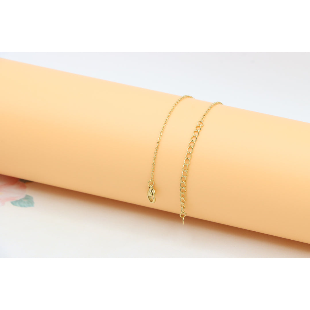 Chic Dual Chain Yellow Necklace with Polished Oval Pendant Charm, XPNL0366 (2037-6)