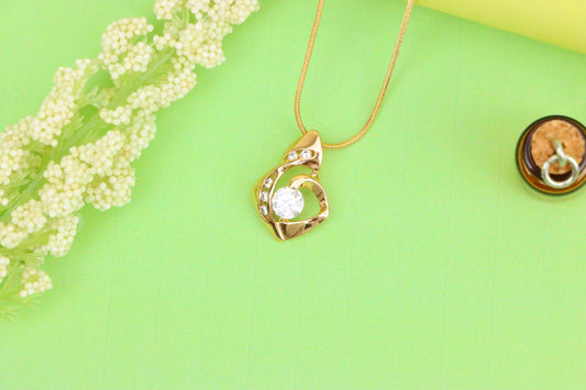 Rose Gold Twist Pendant with Central Round Stone and Side Accents, XPPT1509 (2140-2)