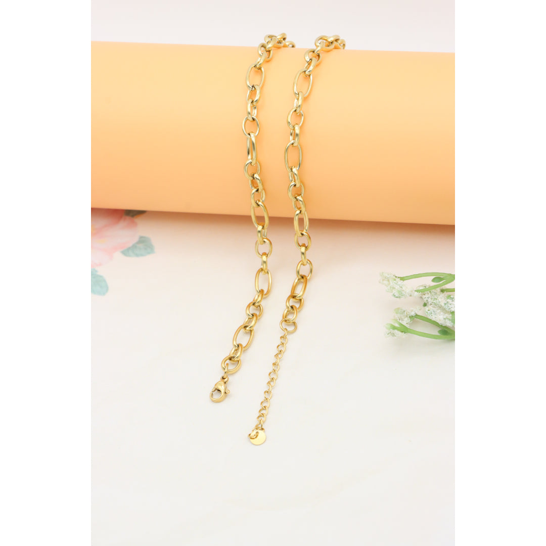 Chunky Gold Link Necklace with Eye Charm – Bold Yellow Jewelry, XPNL0368 (2037-8)
