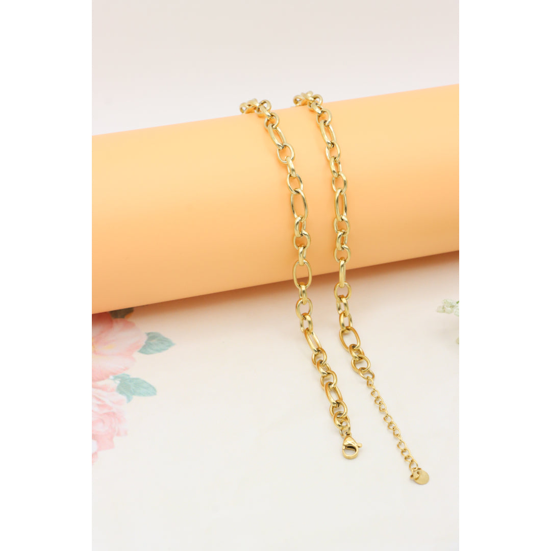 Chunky Gold Link Necklace with Eye Charm – Bold Yellow Jewelry, XPNL0368 (2037-8)