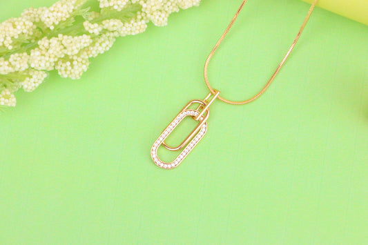 Rose Gold Dual Link Pendant with Sparkling Crystal Detailing, XPPT1512 (2140-5)