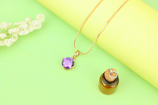 Shimmering Round Purple Pendant in Gold Plated Brass Setting, XPPT1665 (2164-1)