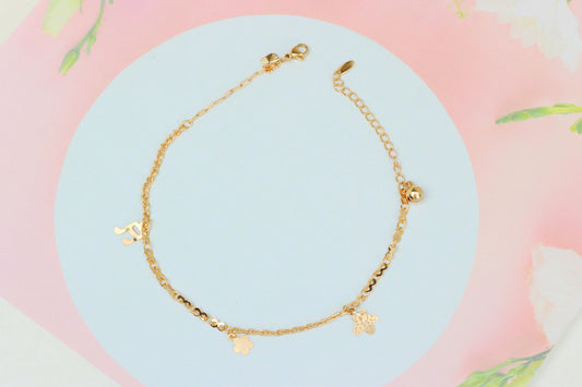 Rose Gold Anklet with Music Note and Charms, XPAL1061 (2106-10)