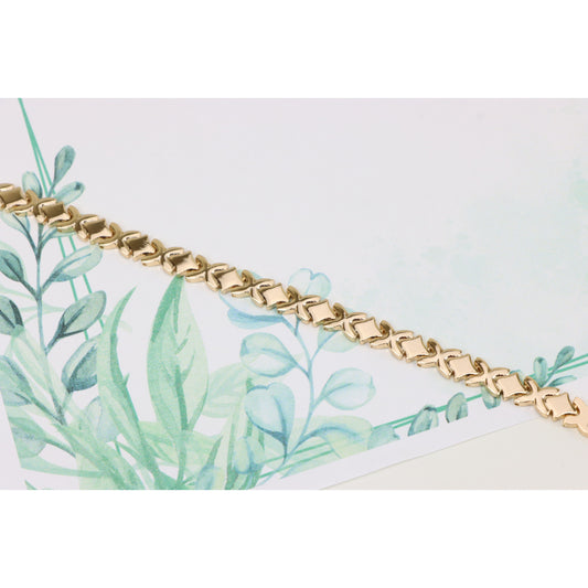 Rose Gold Bracelet with High-Polish X Pattern Links, XPBL0819 (2082-8)