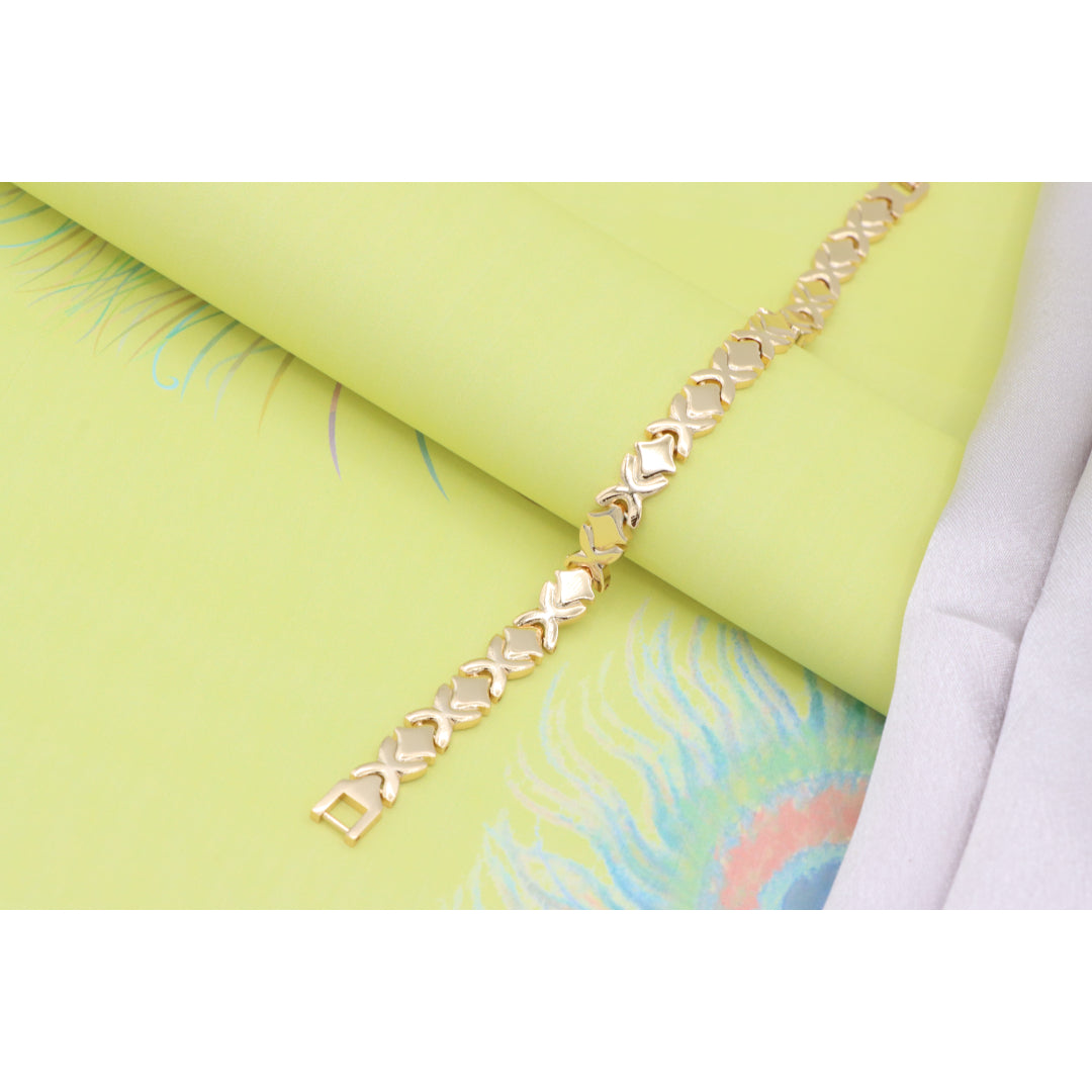 Rose Gold Bracelet with High-Polish X Pattern Links, XPBL0819 (2082-8)