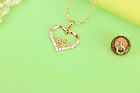 Heart-Shaped Rose Gold Pendant with Crown Design and CZ Stones, XPPT1517 (2140-10)