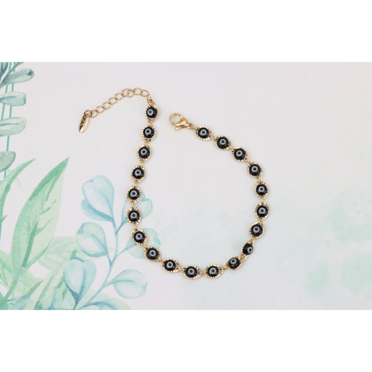 Evil Eye Rose Gold Bracelet with Adjustable Chain - Elegant Design, XPBL0822 (2083-1)