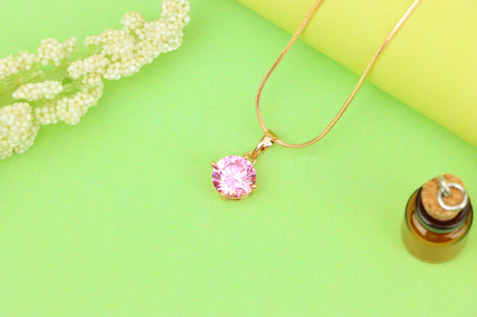 Dazzling Pink Pendant with Gold Plated Finish for Effortless Charm, XPPT1668 (2164-1)