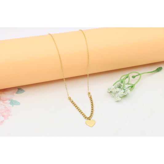 Elegant Heart Charm Yellow Necklace with Dual Chain Accent, XPNL0378 (2038-8)