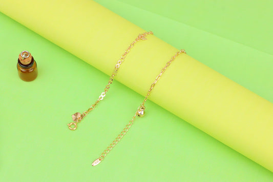 Rose Gold Anklet with Bird &amp; Leaf Charms, XPAL1064 (2107-3)