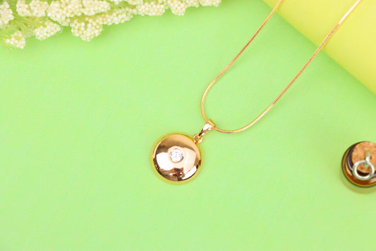 Round Dome Rose Gold Pendant with Single CZ Center Stone, XPPT1520 (2141-3)