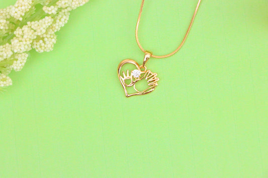 Heart Shaped Rose Gold Pendant with Mother &amp; Child Hand Design, XPPT1521 (2141-4)