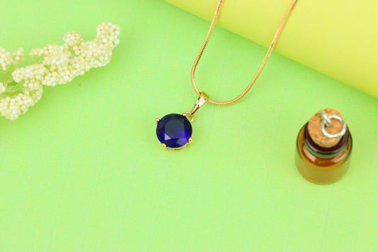 Elegant Blue Round Pendant with Gold Plated Brass for Daily Wear, XPPT1671 (2164-1)