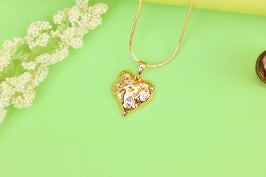 Textured Rose Gold Heart Pendant with Sparkling Crystal Accents, XPPT1522 (2141-5)