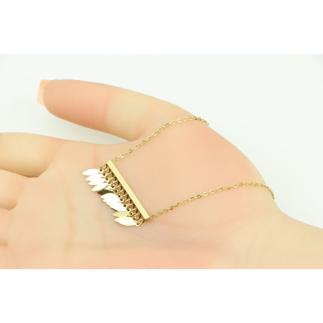 Minimalist Leaf Charm Yellow Necklace with Adjustable Gold Chain, XPNL0383 (2039-3)