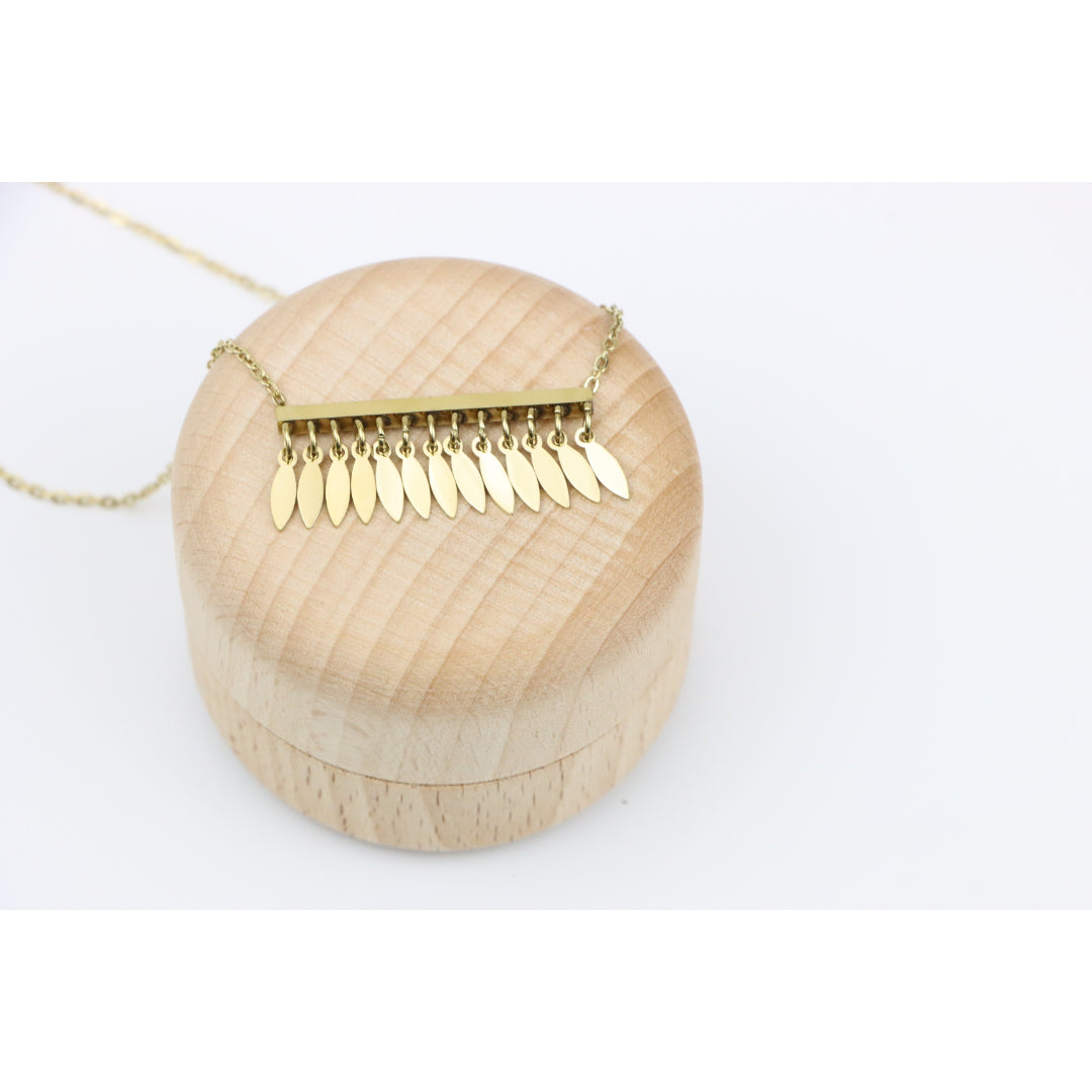 Minimalist Leaf Charm Yellow Necklace with Adjustable Gold Chain, XPNL0383 (2039-3)